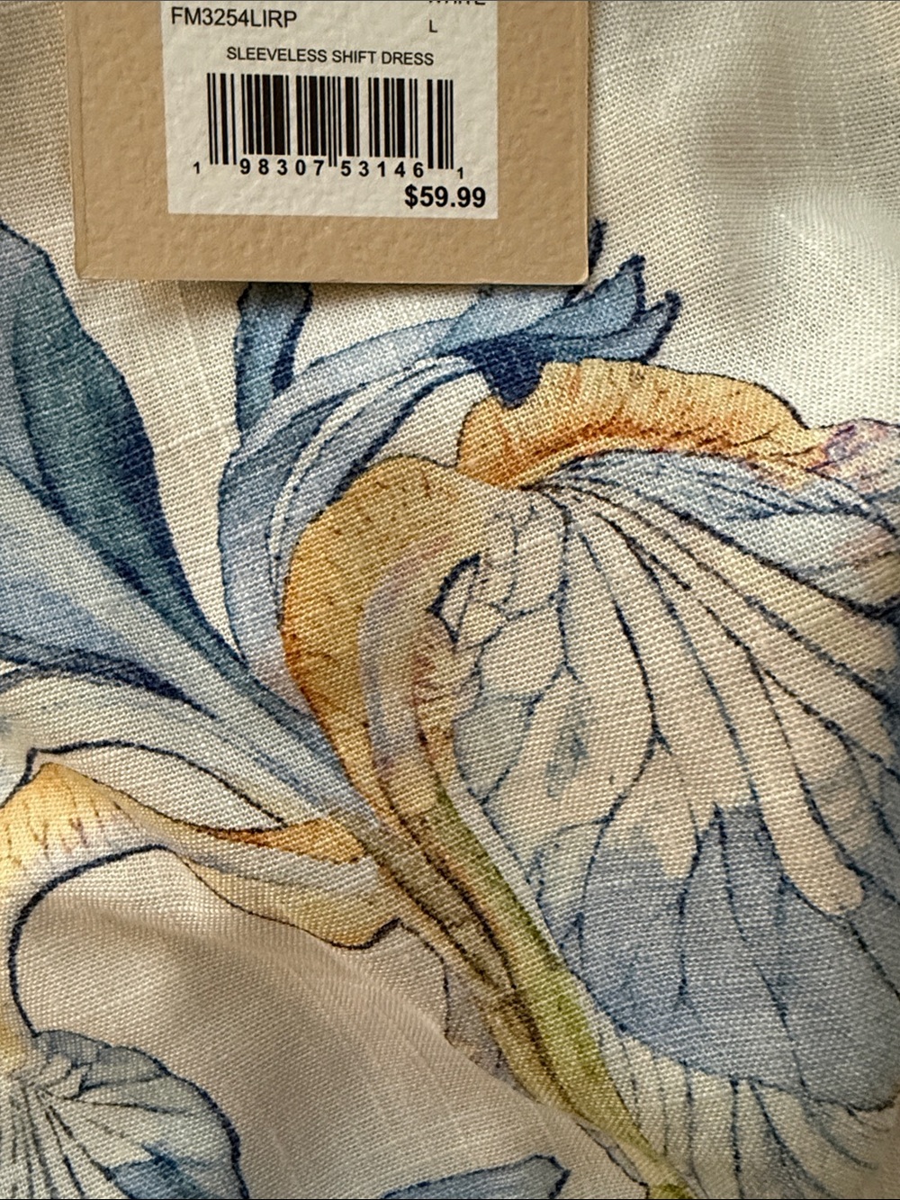 Farmers Market Floral Linen Blend Shift Dress White Size Large NWT - Picture 5 of 17